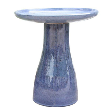 Halcy on Pottery Birdbath Antique Blue